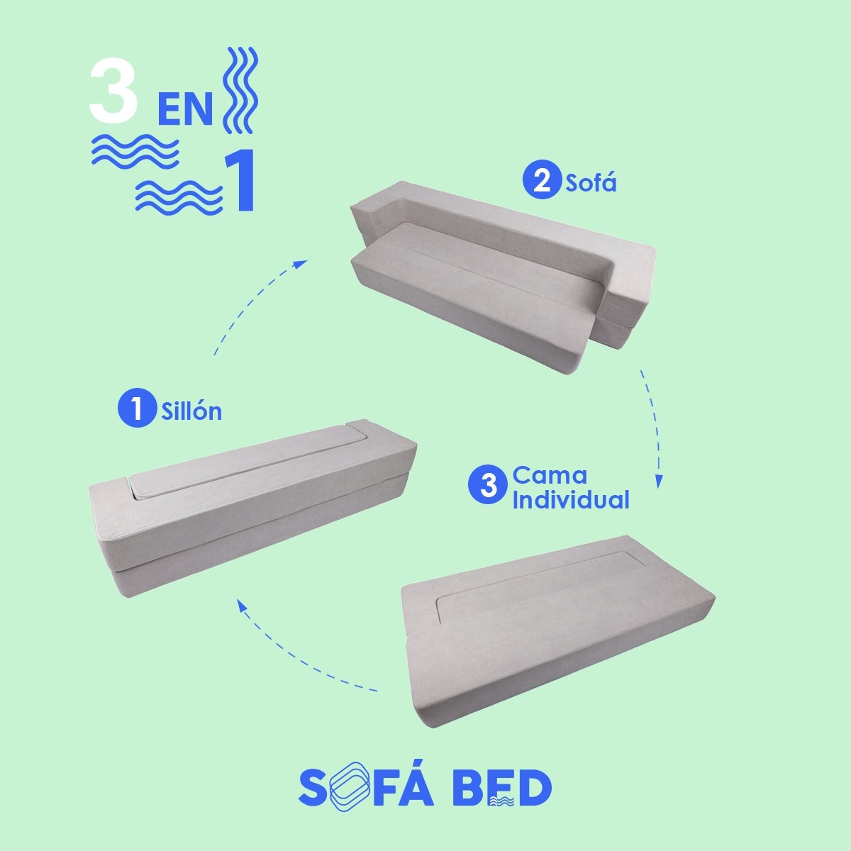AIRA Sofa Bed colchón sillón 3 EN 1 8" (20cm) - AIRA SLEEP Colchones Memory Foam | Descuentos