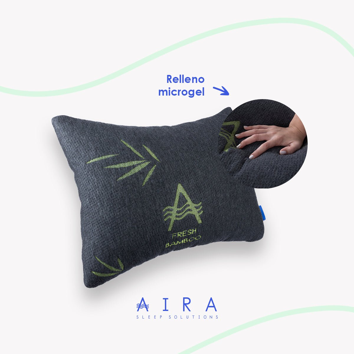 Aira Almohada Set de 2 de Bambu Relleno de Microfibra Anti acaros - AIRA SLEEP Colchones Memory Foam | Descuentos