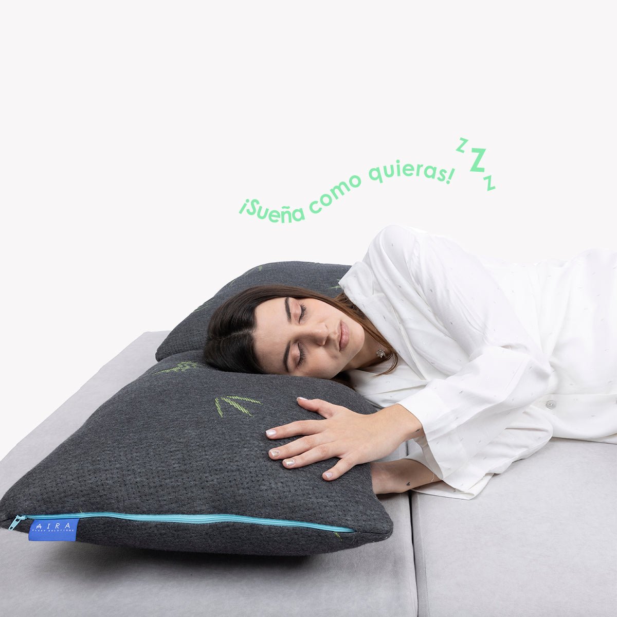 Aira Almohada Set de 2 de Bambu Relleno de Microfibra Anti acaros - AIRA SLEEP Colchones Memory Foam | Descuentos