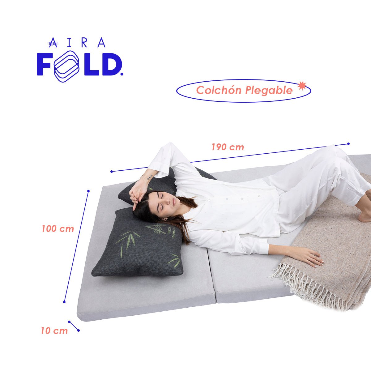 AIRA FOLD Colchon individual Memory Foam Plegable Multiusos Anti acaros, Cool Gel en Caja 4" (10cm) - AIRA SLEEP Colchones Memory Foam | Descuentos