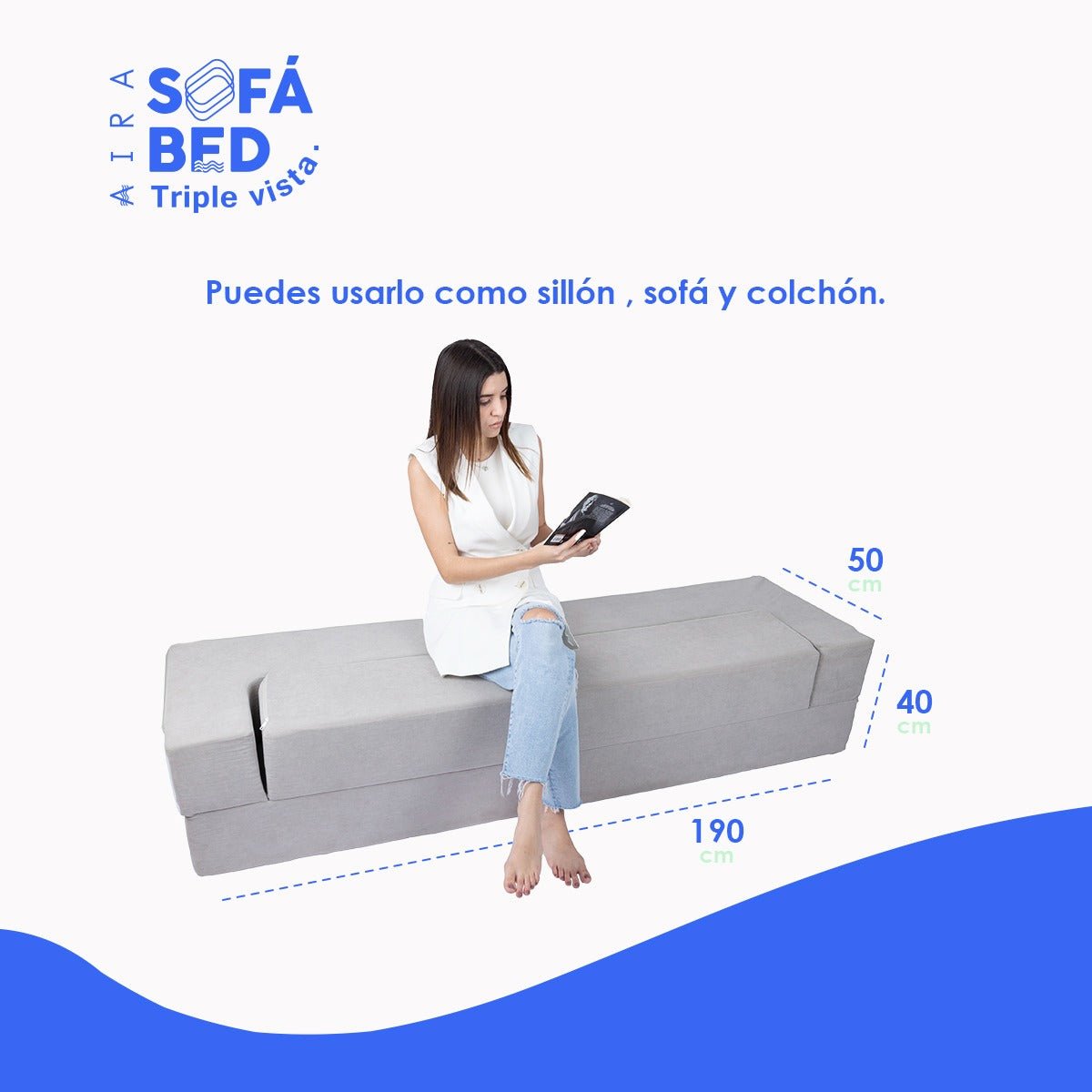 AIRA Sofa Bed colchón sillón 3 EN 1 8" (20cm) - AIRA SLEEP Colchones Memory Foam | Descuentos