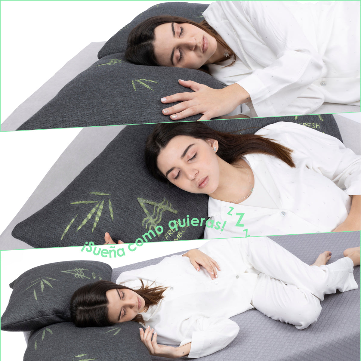 Aira Almohada Set de 2 de Bambu Relleno de Microfibra Anti acaros - AIRA SLEEP Colchones Memory Foam | Descuentos